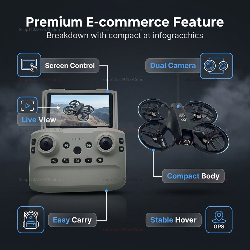 2026 New M5 Mini Drone 2.4inch - Drone Controller Screen ulasan dan harga