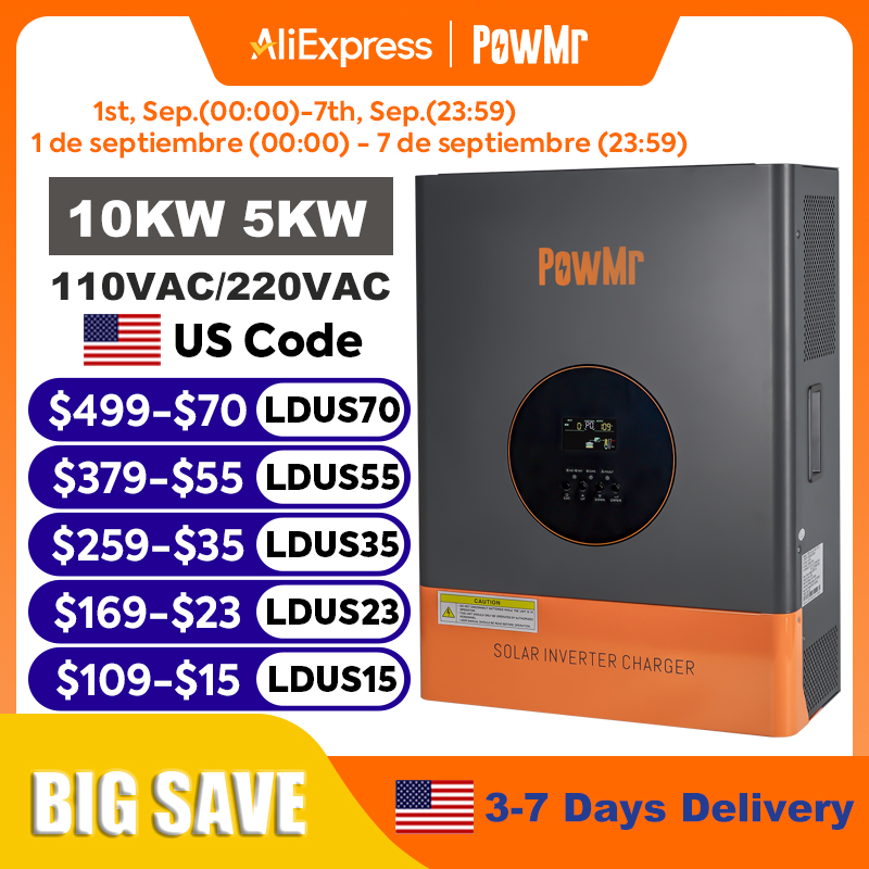 PowMr 10KW 5KW Split Phase Inv - Drone Solar Charger ulasan dan harga